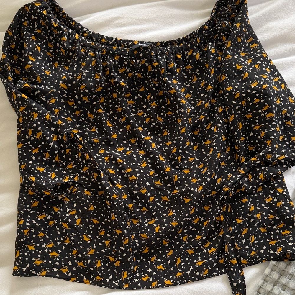 Madewell Black and Yellow Patterned Blouse